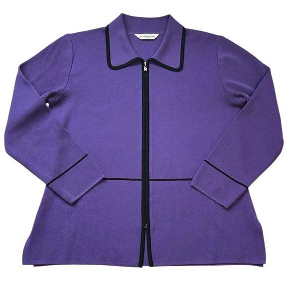 Exclusively Misook Petite Purple Black Stripe Zip Front Jacket size SP - Picture 15 of 15